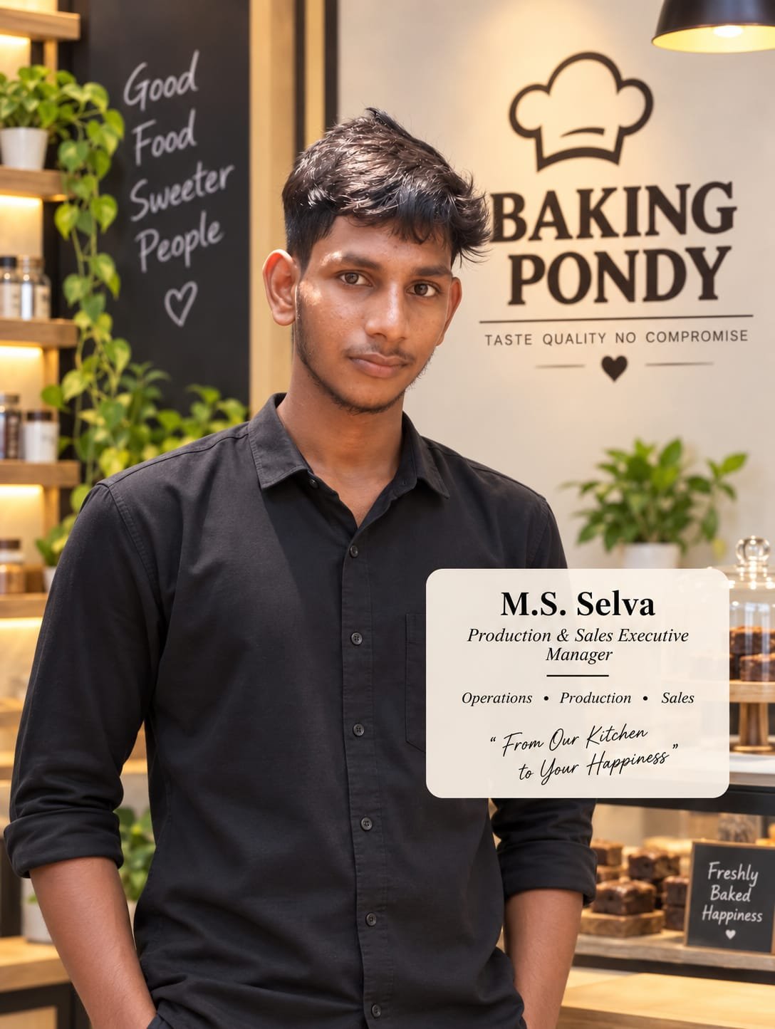 M.S. Selva, Production and Sales Executive Manager of Baking Pondy